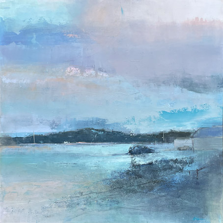 Nicki Heenan landscape art, Duders Bay Devonport, oil on board
